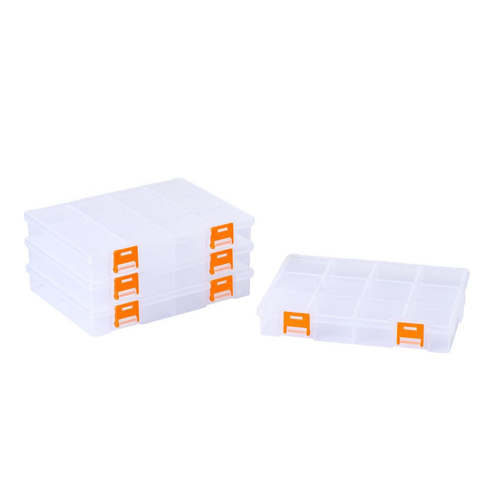 3 Pack 36 Grids Clear Plastic Storage Box with Dividers