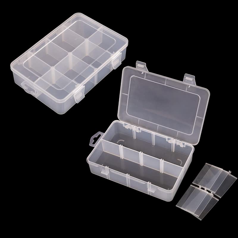 Vidifor 2 Pack 6 Grids Tackle Box Organizer Mascara Brushes Container Fishing Tackle Tray Box Plastic Storage Organizer Container for Crafts, Beads Earrings, Screws, Nail, Pins