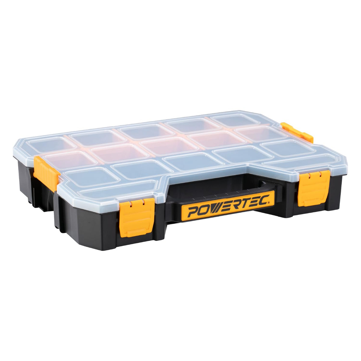 POWERTEC Stackable Tool Box Organizer with Removable Dividers - 17 Compartments, Interlocking, Portable Design, 2-Pack (72118-P2)