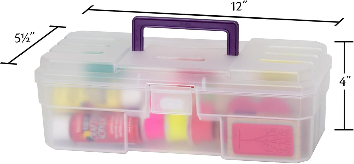 Akro-Mils 12-Inch ProBox Plastic Art Supply, Hobby or Craft Storage Toolbox, Model 09912CLPUR, (12" x 5-1/2" x 4"), Clear