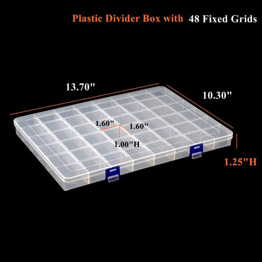 2 Pack Fixed 48 Grids Clear Plastic Divider Storage Box