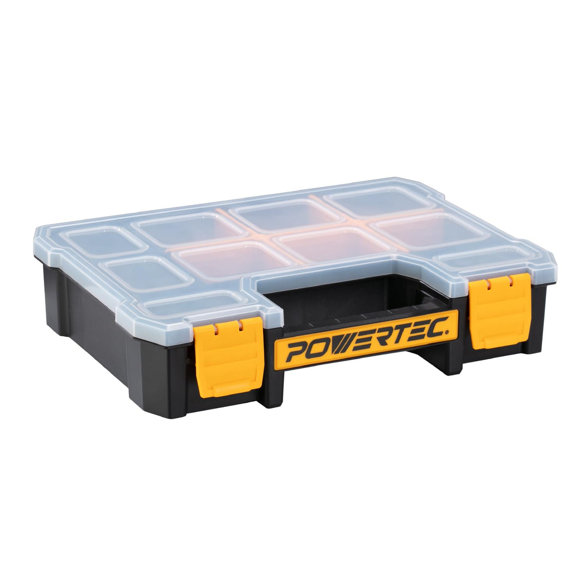 POWERTEC Stackable Tool Box Organizer with Removable Dividers - 17 Compartments, Interlocking, Portable Design, 2-Pack (72118-P2)