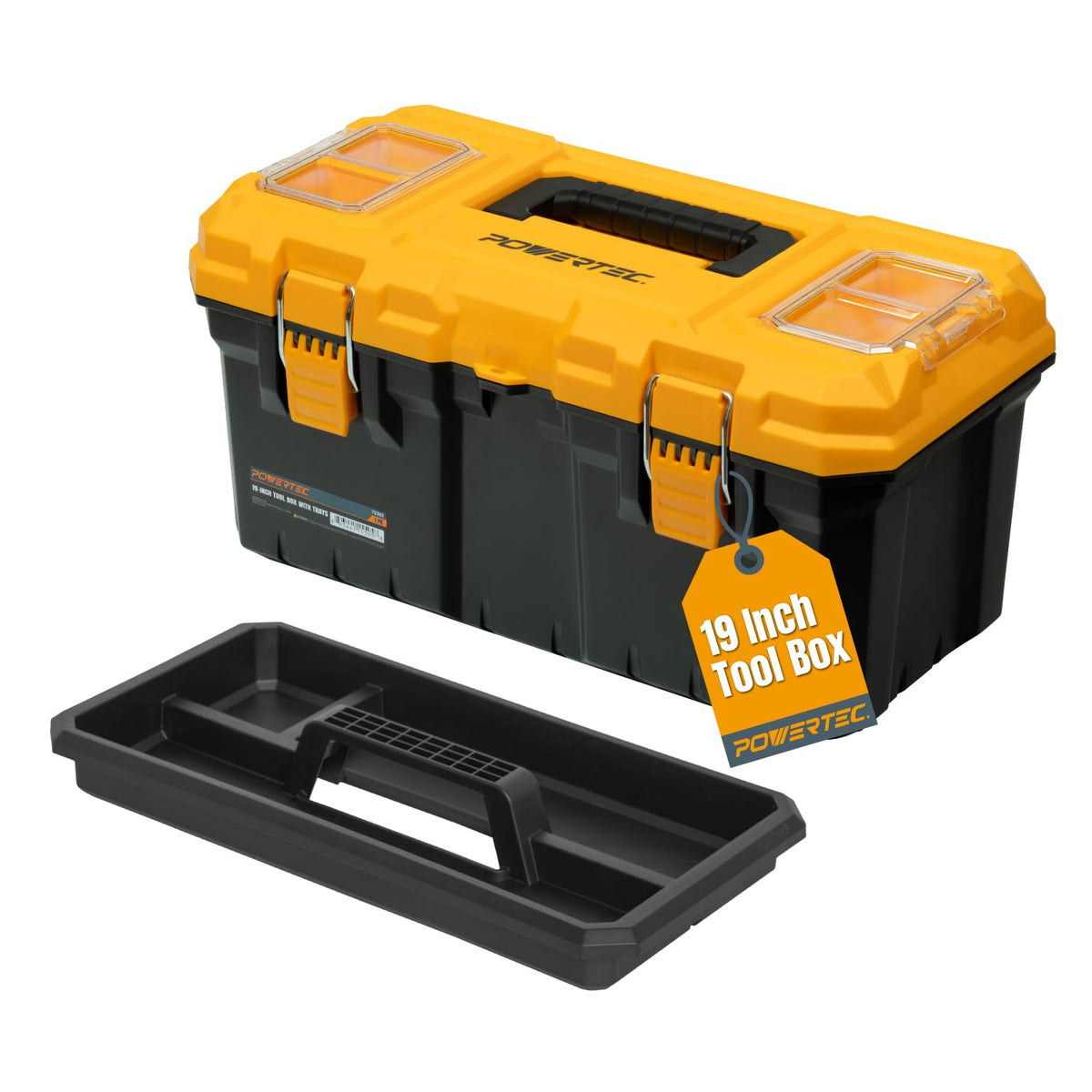 POWERTEC Stackable Tool Box Organizer with Removable Dividers - 17 Compartments, Interlocking, Portable Design, 2-Pack (72118-P2)