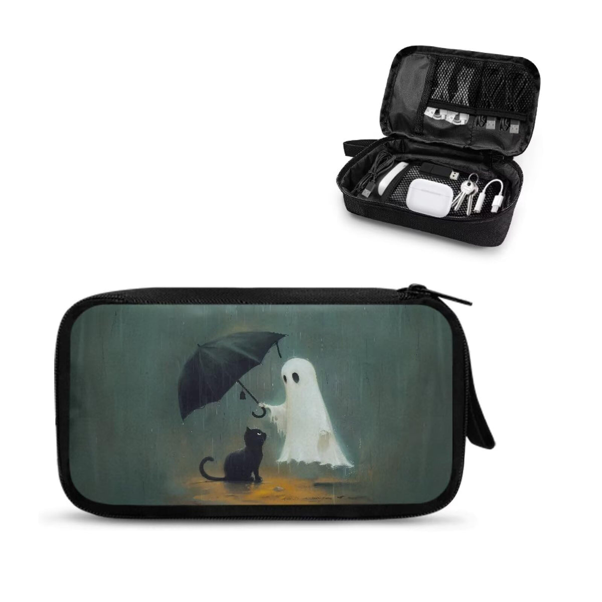 Cow Print Electronic Organizer Travel Cable Organizer Storage Bags for Data Cables, USB C Charger, SD Card, Hard Drive, Charging Cord, Mouse, Power Bank