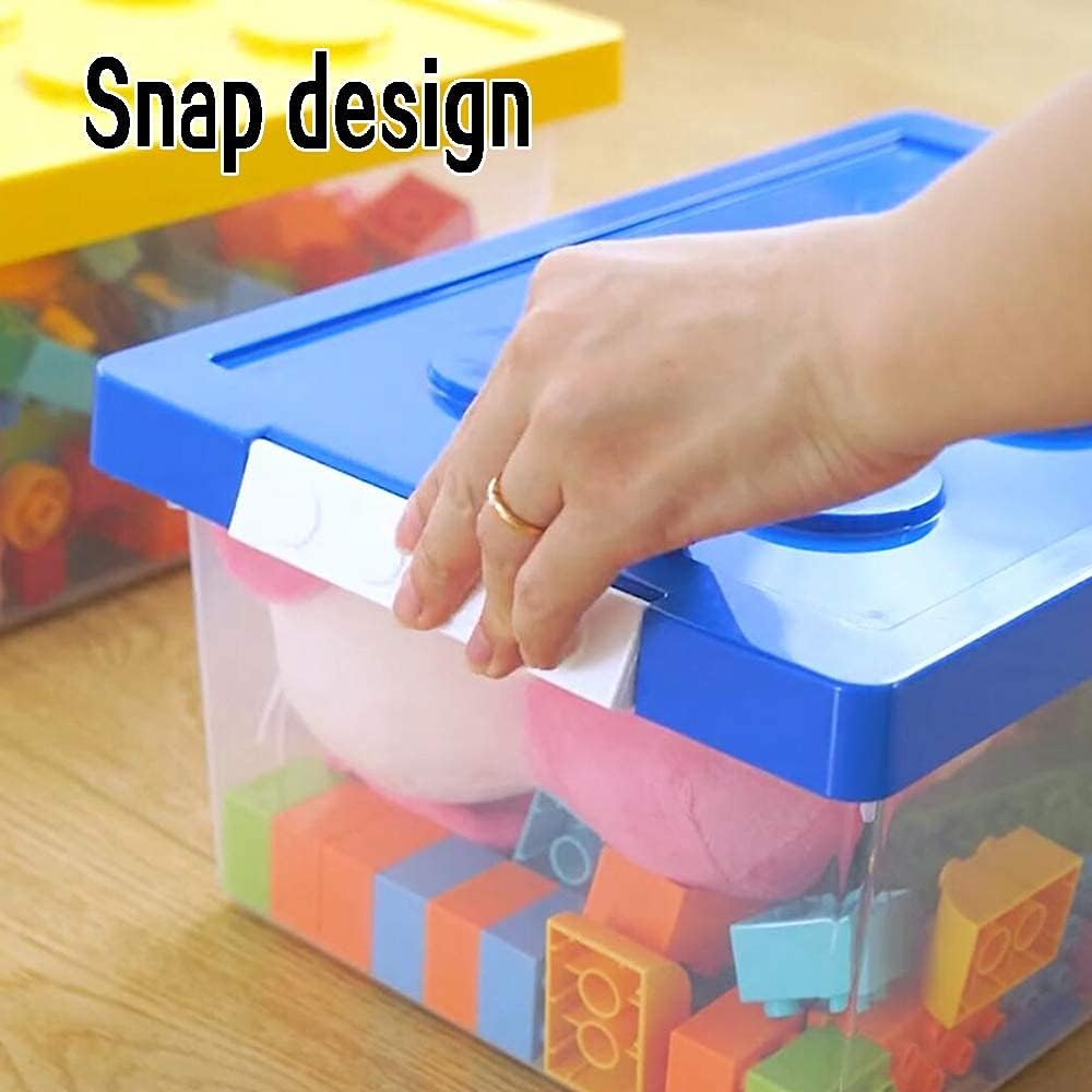 Plastic Storage Bins with Lids - Stackable Toy Storage Organizer Box Set of 2, Toy Chests with Compatible Building Baseplate and Lid, Storage Container for Building Bricks - Red+Blue