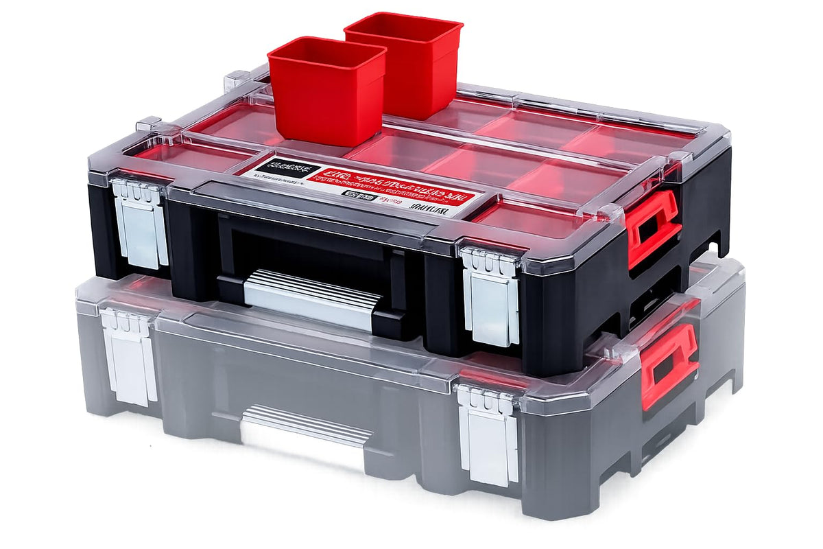 Small Parts Organizer Box – Stackable Hardware Storage Case with 20 Compartments & 12 Dividers – Heavy-Duty Nylon Screw, Drill Bit, Nut & Bolt Organizer for Garage, Toolbox, Workshop