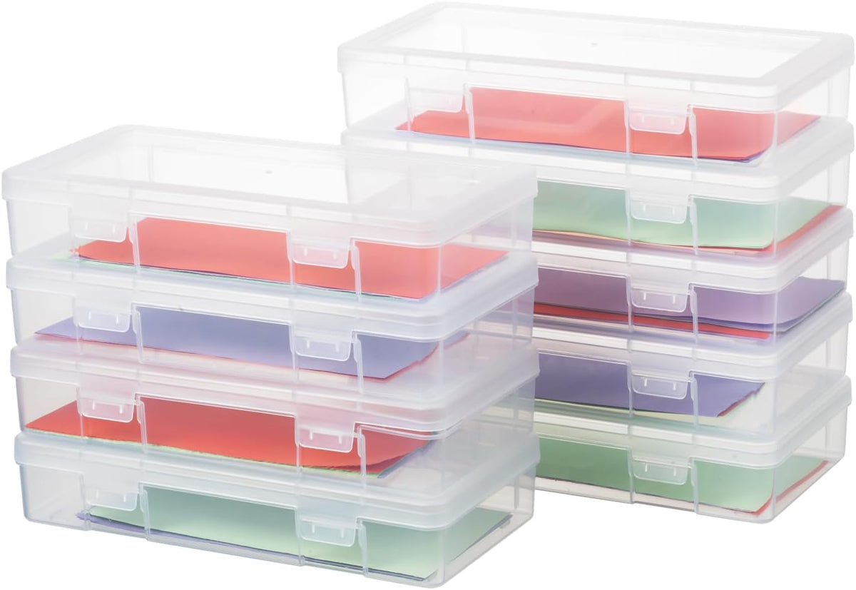 9 Pack Medium Plastic Hobby Art Craft Organizer,Clear Plastic Storage Containers with Latching Lid, for Pencil Box, Lego, Crayon