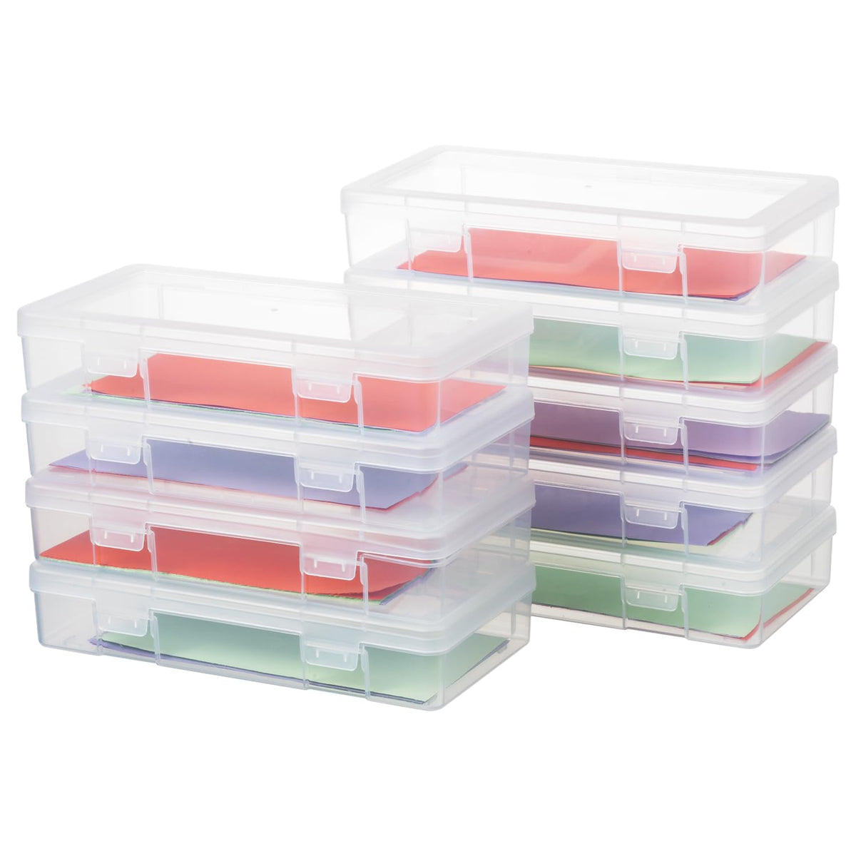 9 Pack Medium Plastic Hobby Art Craft Organizer,Clear Plastic Storage Containers with Latching Lid, for Pencil Box, Lego, Crayon