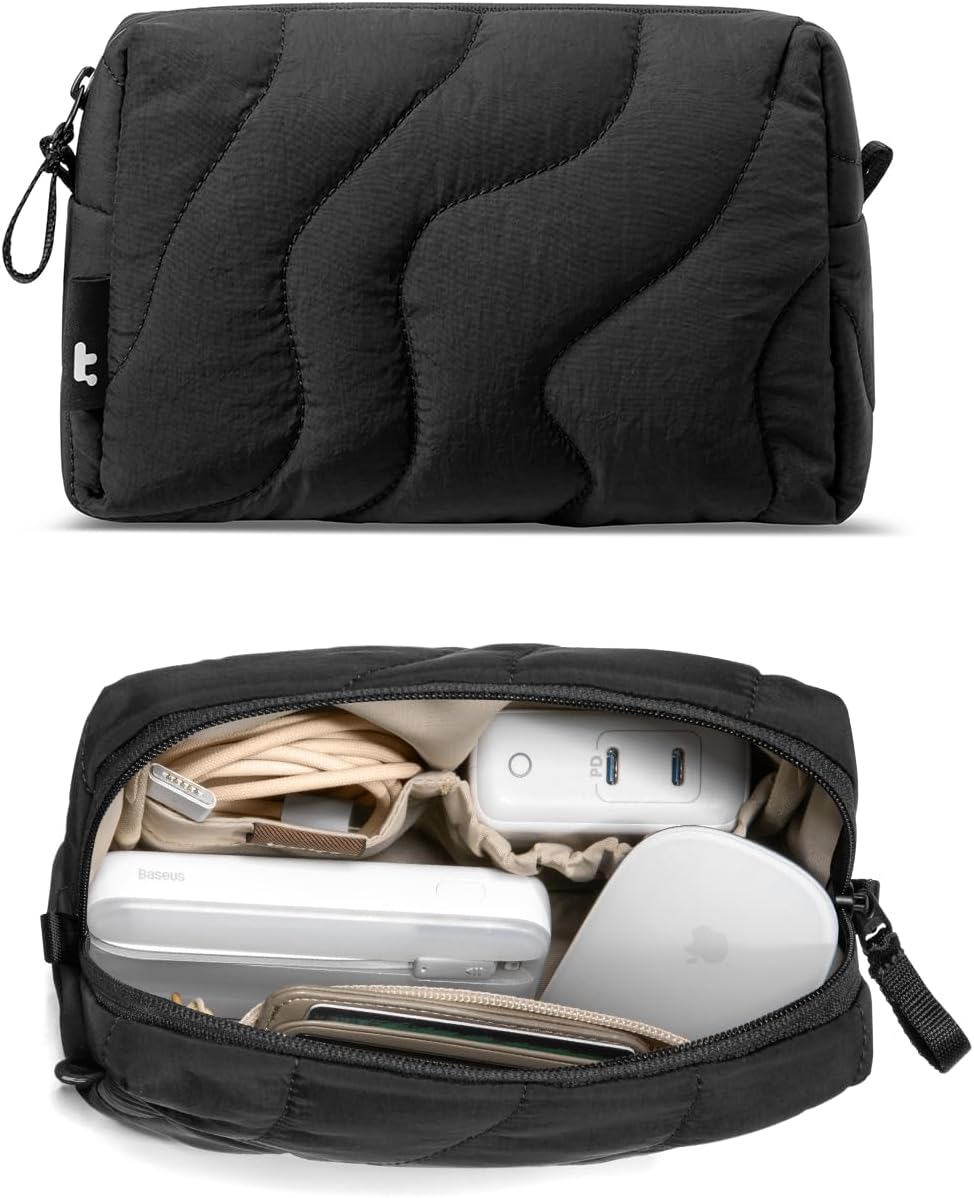 tomtoc Electronics Organizer Travel Case, Soft Puffy Accessory Tech Case