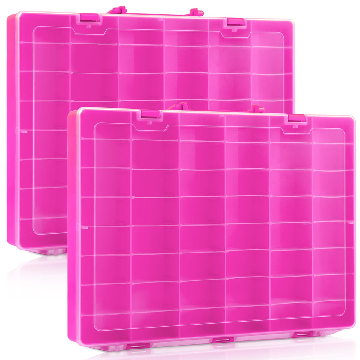 Juexica 2 Pcs 48 Grid Plastic Bead Storage Organizer Box, Yellow