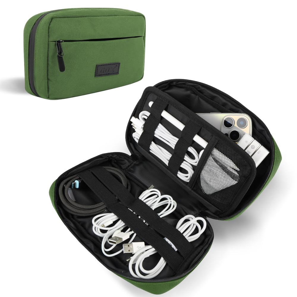 GOX Travel Cable Organizer Bag, Small Tech Pouch for Electronics, Black