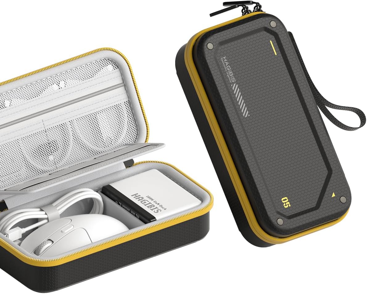 Hagibis Electronic Organizer Traveling Case Bag EVA Hardshell PU Portable Carrying Pouch for Mouse, Charger, Cables, Power Bank, SD Cards, USB Flash Disks, Accessories (Black)
