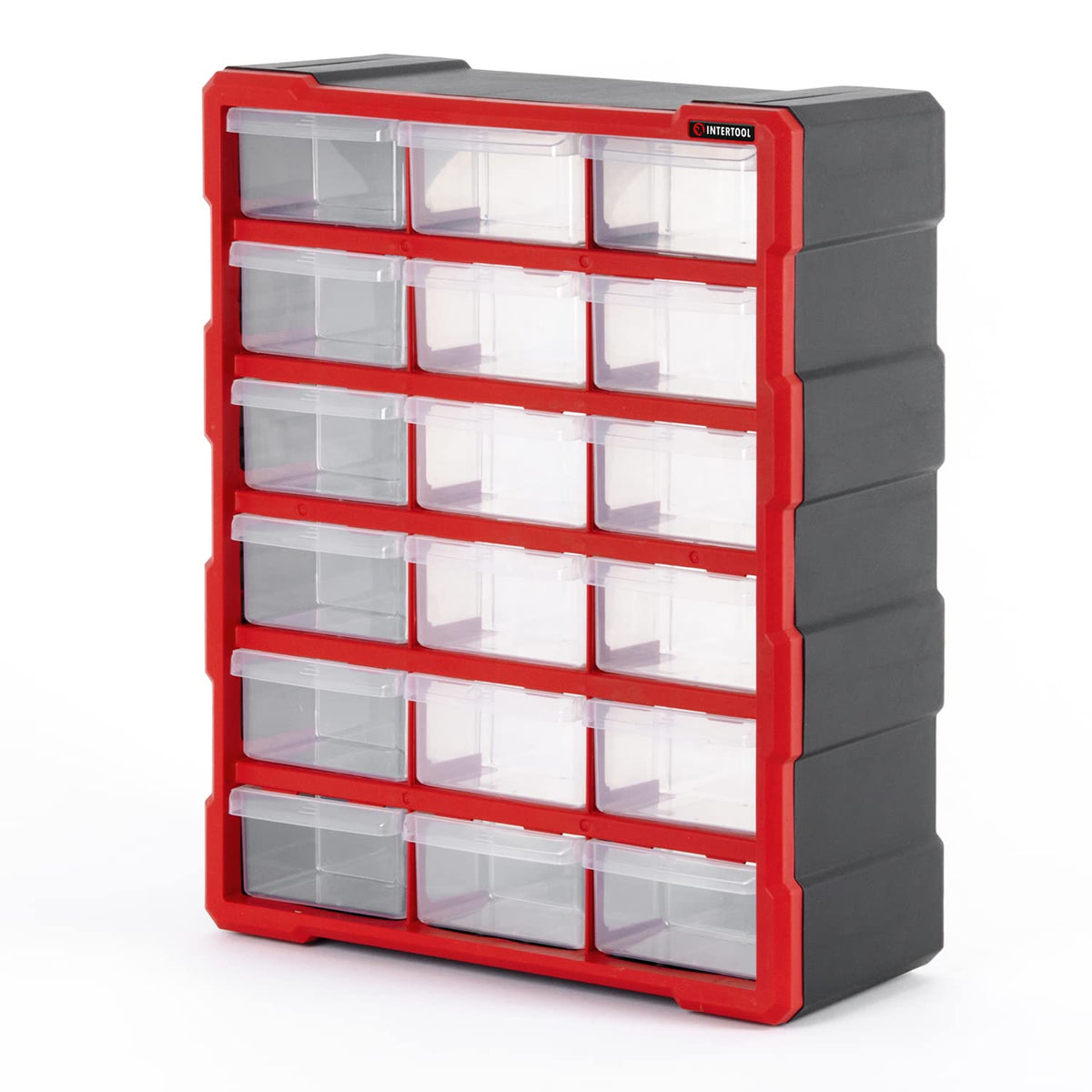 INTERTOOL Small Parts Organizer - 12 Removeable Bin Drawers - Tool Box for Storing Hardware and Garage Organization - For Screws, Bolts, Legos, Arts and Crafts - 10” x 10” x 6” - BX08-4024