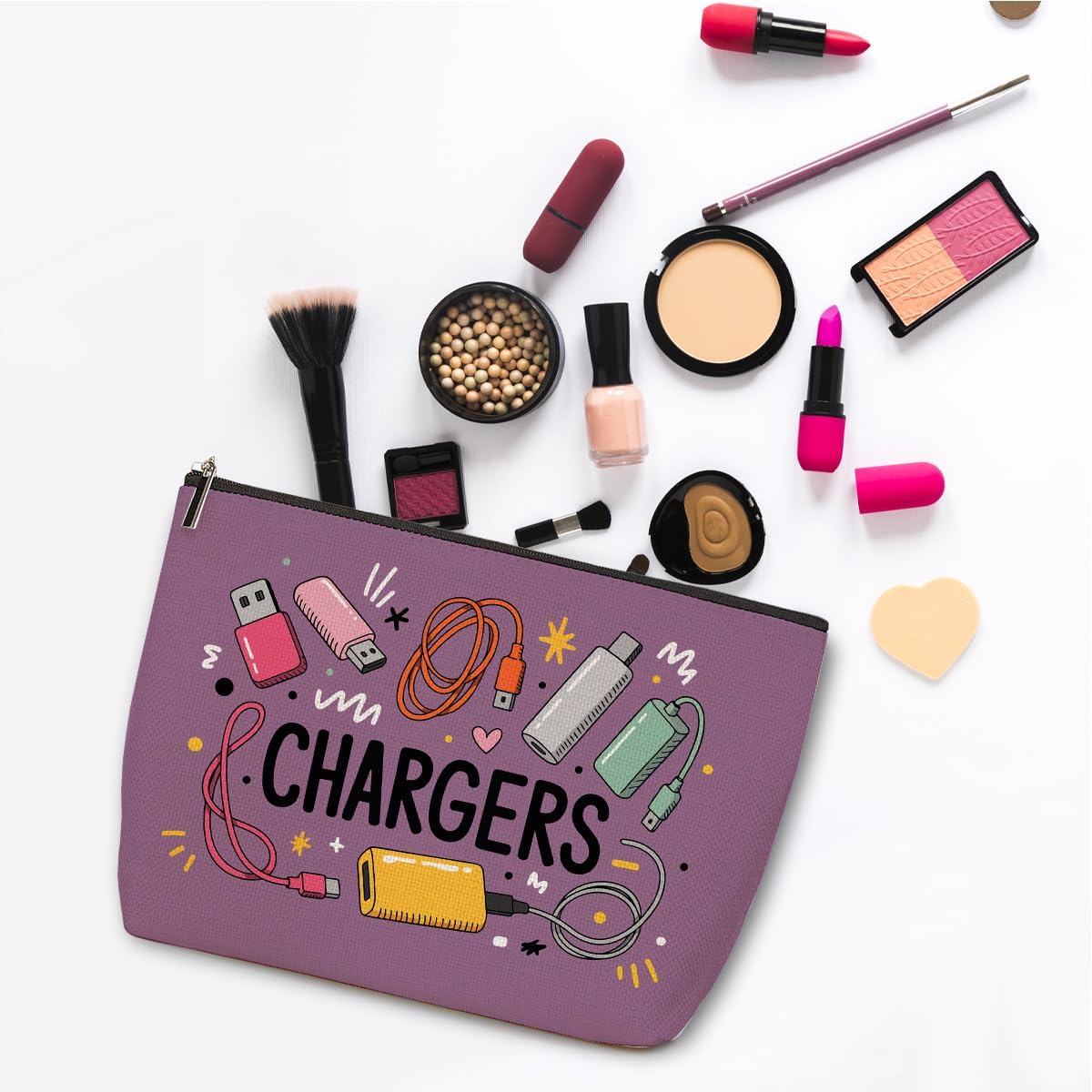 2Pcs Cables Chargers Makeup Bag Travel Essentials Cosmetic Bags for Women