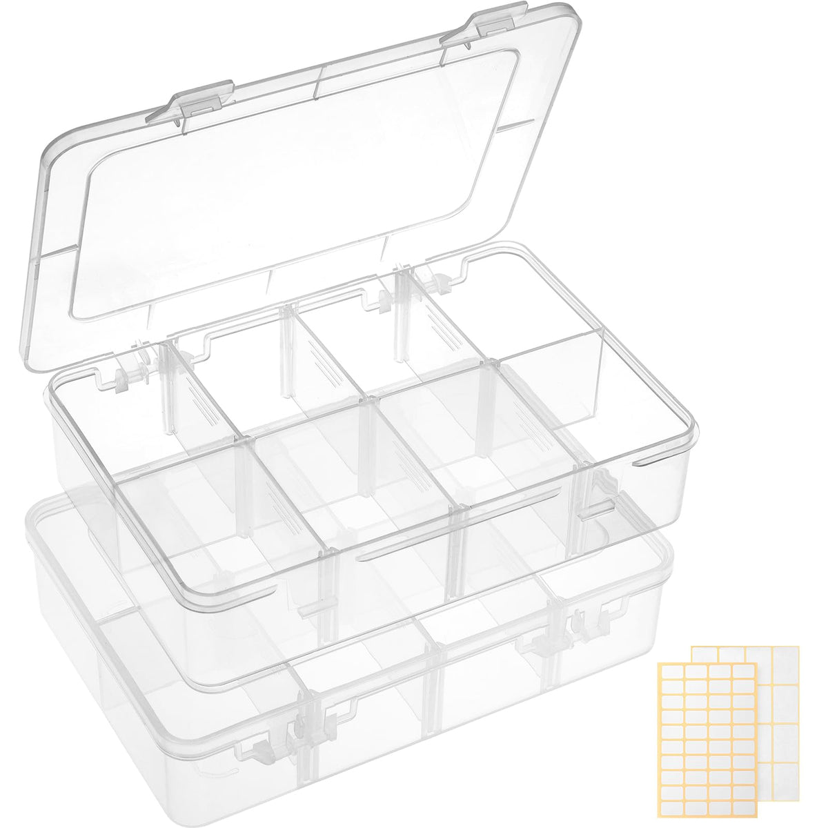 QUEFE Bead Organizer Box 4 Pack 8 Grid Plastic Tackle Box Storage Dividers