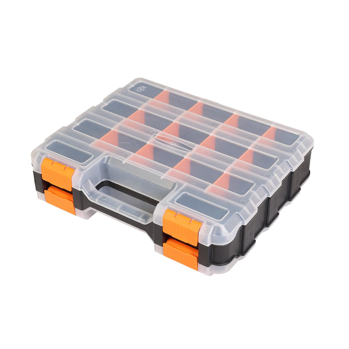 Jack Boss Tool Box with Transparent Lid, Double Side 34-Compartments Organizer Box with Removable Dividers for Hardware, Screws, Bolts, Nails, Beads, Jewelry and Fishing Accessories, Green, 2 Pack