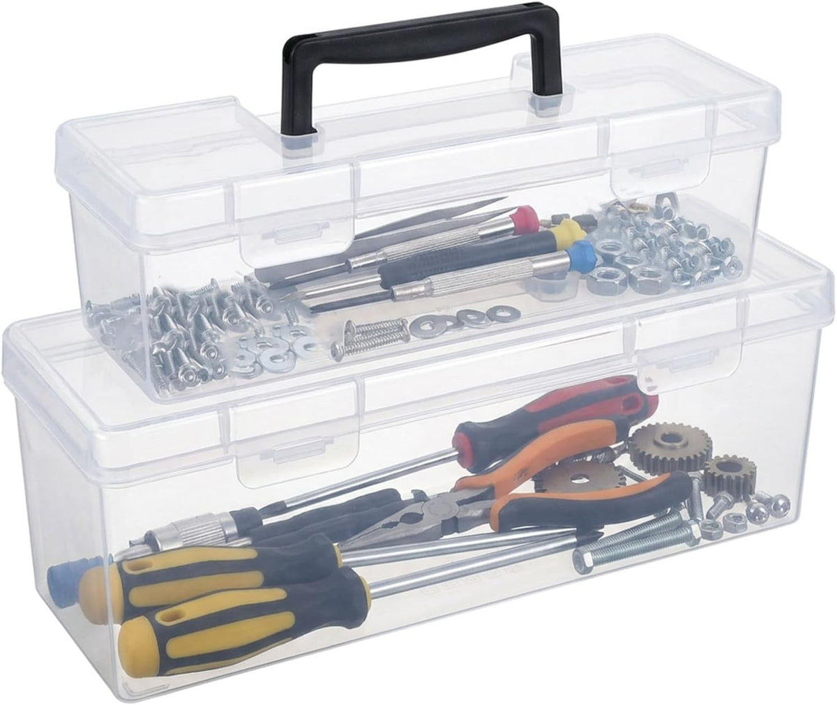 Hardware Organizer Box, 2 Pack Small Parts Tool Case for Garage