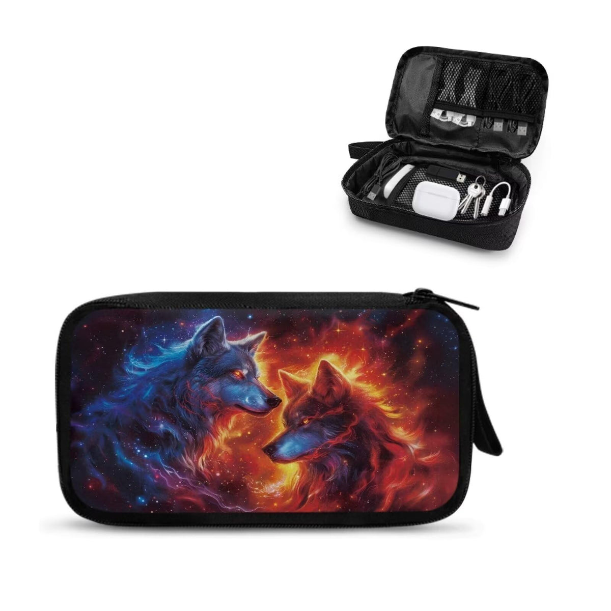 Cow Print Electronic Organizer Travel Cable Organizer Storage Bags for Data Cables, USB C Charger, SD Card, Hard Drive, Charging Cord, Mouse, Power Bank
