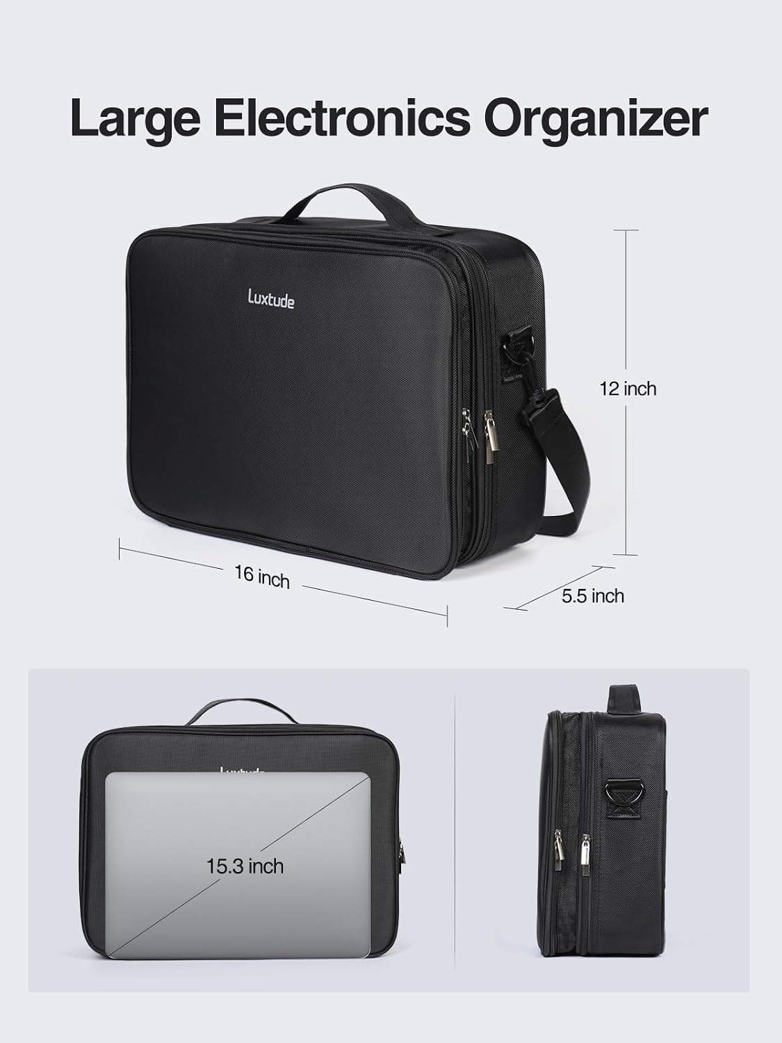 Luxtude Extra Large Electronics Organizer Travel Case, Cable Organizer Bag