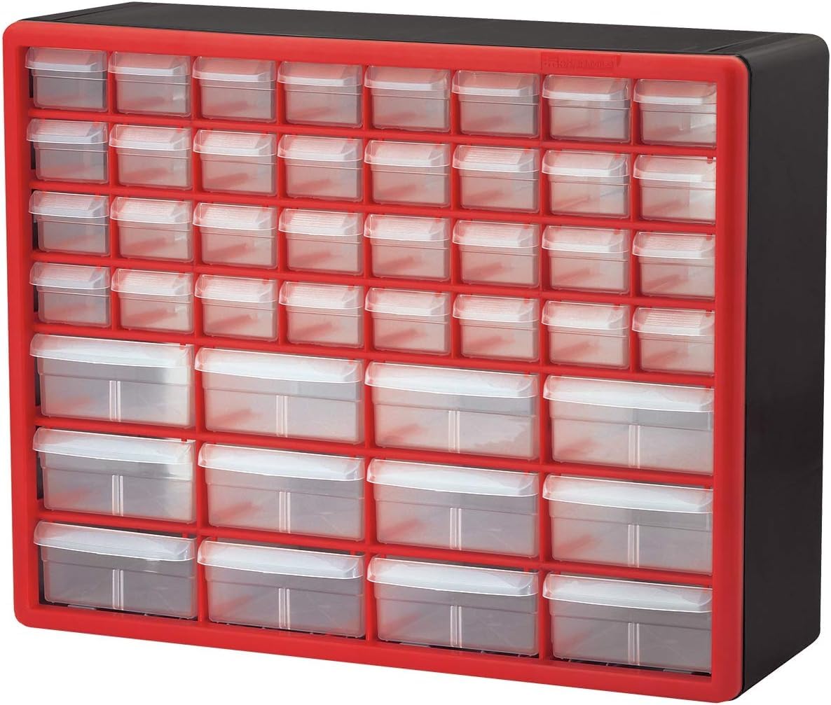 Akro-Mils 10164, 64 Drawer Plastic Parts Storage Hardware and Craft Cabinet, 20-Inch W x 6-Inch D x 16-Inch H, Black