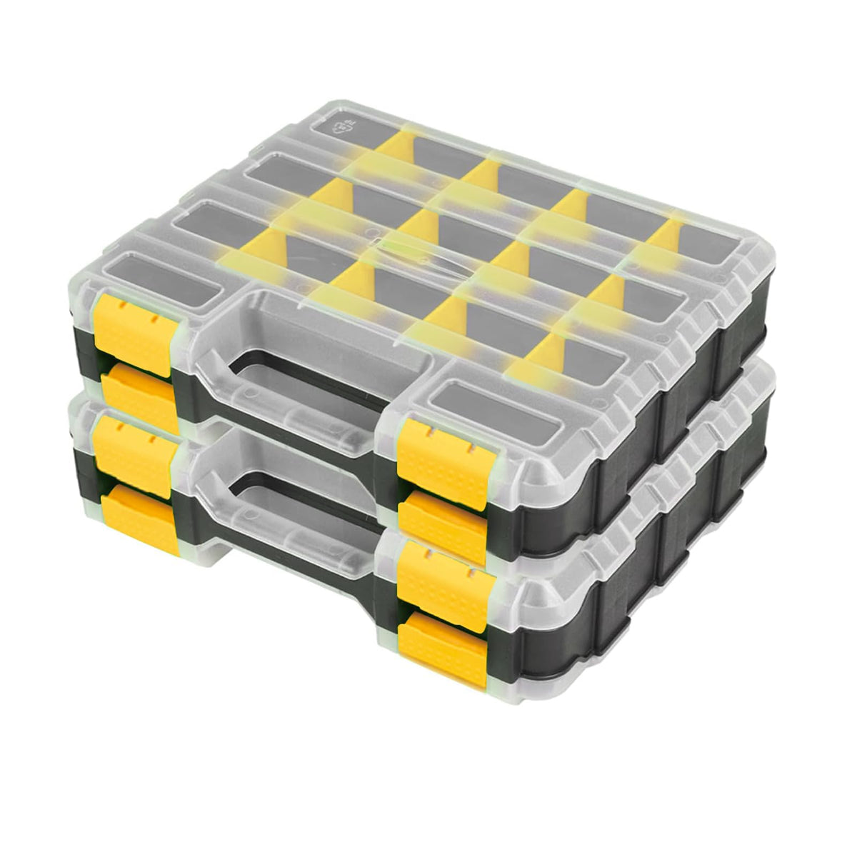 Small Parts Storage Case Tools Box Organizer Double Side 34 Compartments Hardware Organizers with Removable Plastic Dividers for Screws Nuts Nails Bolts