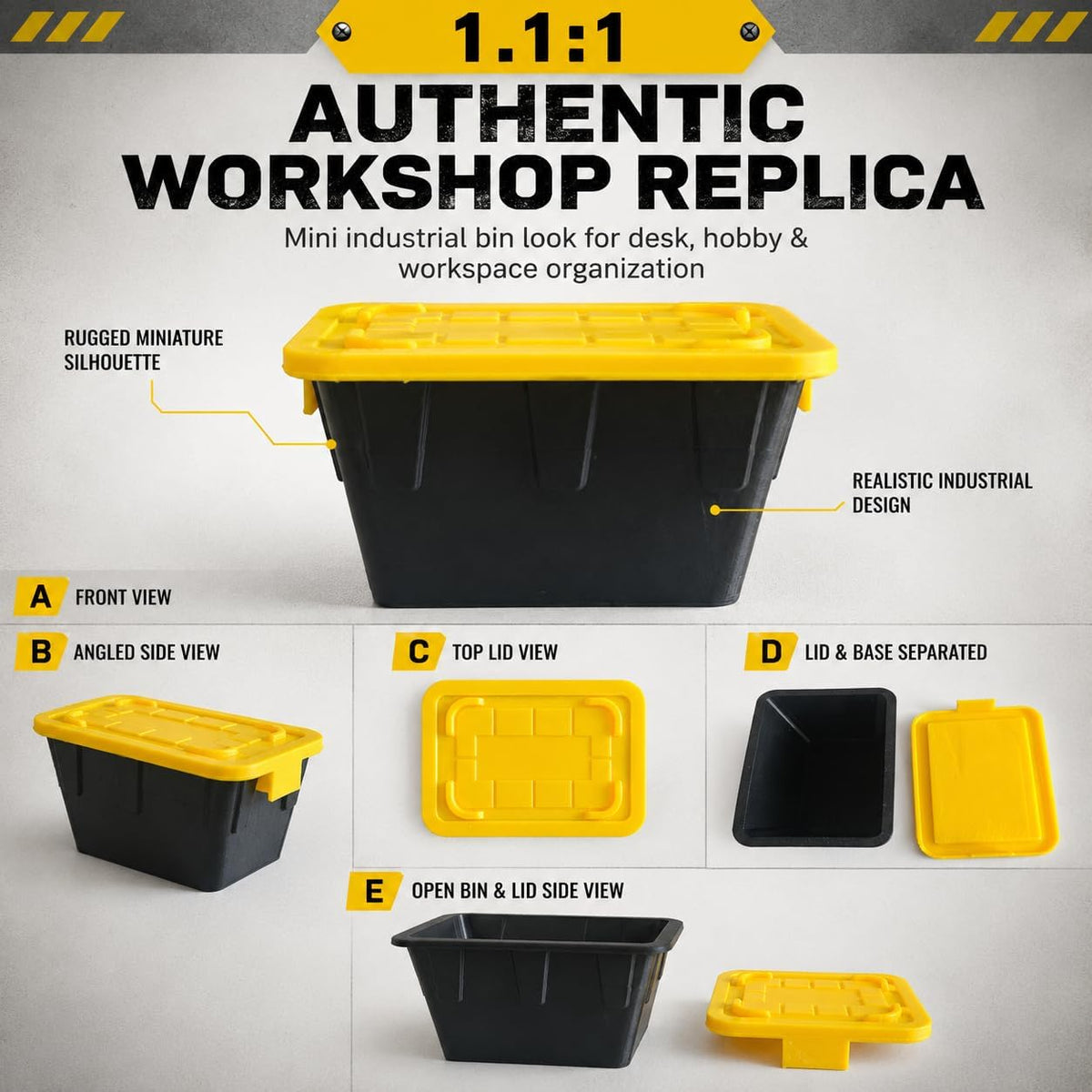 Mini Storage Bins with Lids, 3.42"x2"x1.33" 6-Pack 1.1:1 Heavy Duty Workshop Replica Organizer, Stackable Dustproof PLA Containers for Screws SD Cards LEGO Parts Office Desk Hobby Storage