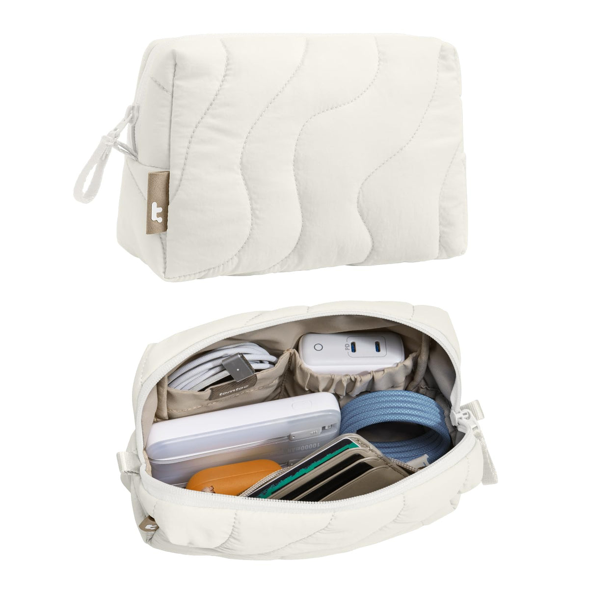 tomtoc Electronics Organizer Travel Case, Soft Puffy Accessory Tech Case