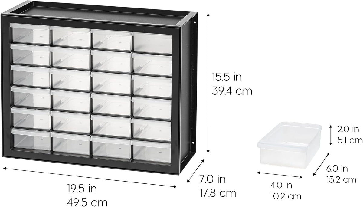 IRIS USA 24-Drawer Plastic Storage Cabinet, Teacher Toolbox, Garage, Black