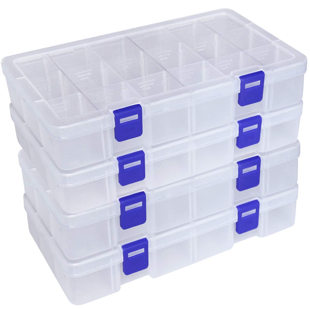 DUOFIRE Plastic Organizer Storage Box, Adjustable Divider 18 Grids, 2 Pack