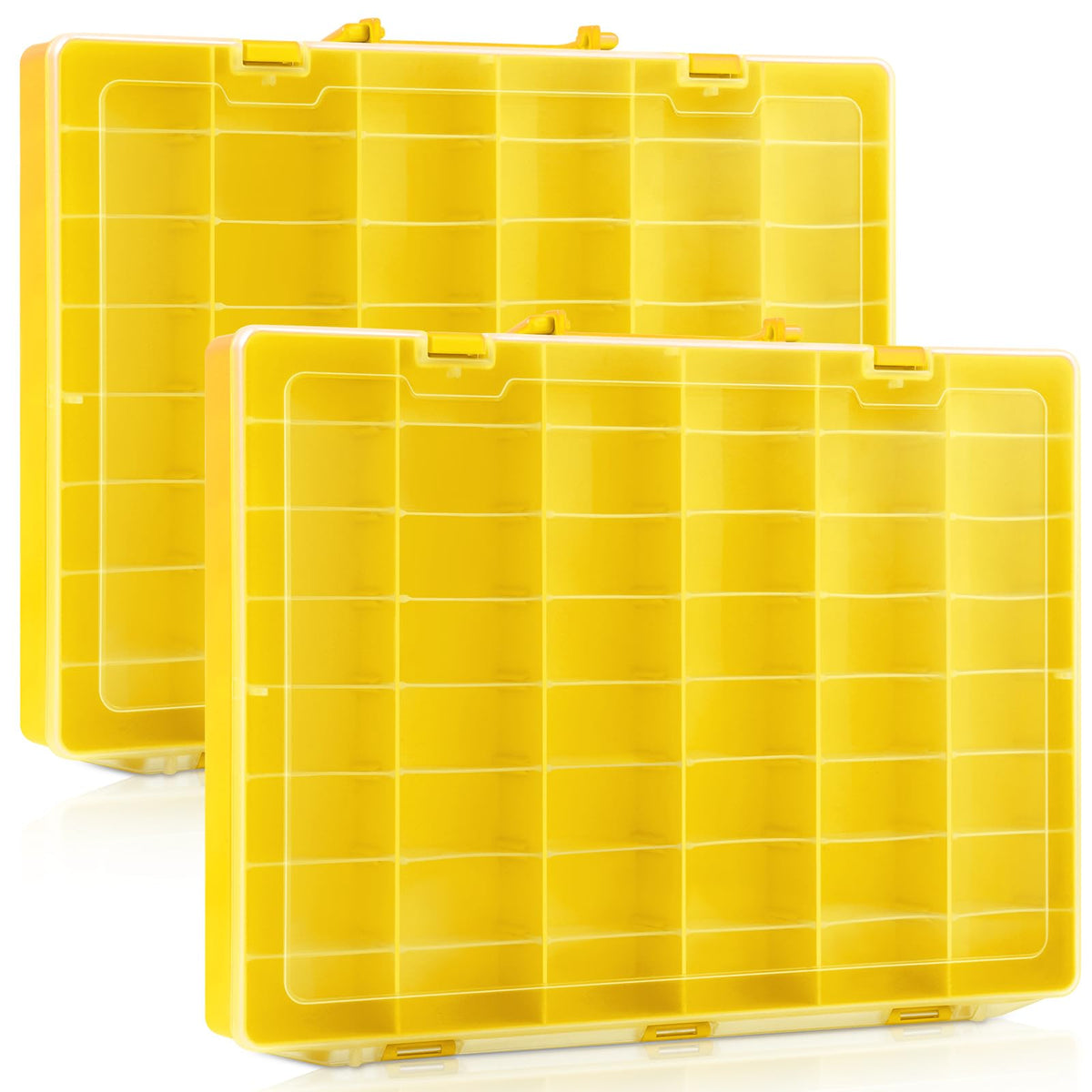 Juexica 2 Pcs 48 Grid Plastic Bead Storage Organizer Box, Yellow