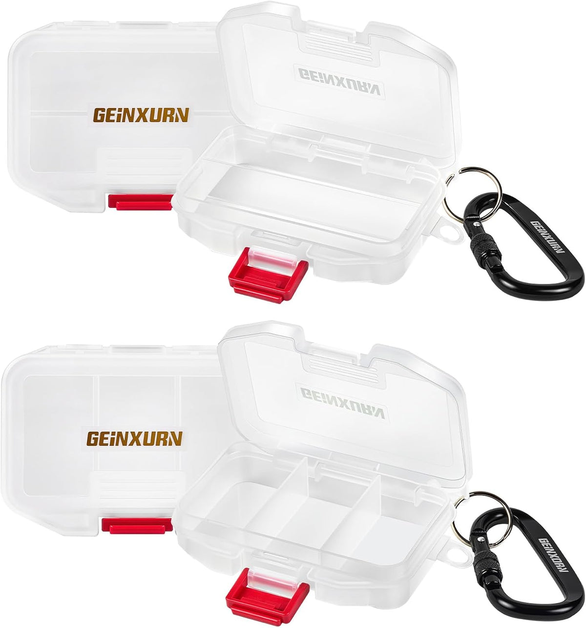 Geinxurn Small Parts Organizer, 4Pcs Plastic Transparent Portable Tools Boxes with Dividers for Small Accessories Storage Cases