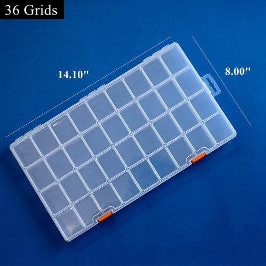 3 Pack 36 Grids Clear Plastic Storage Box with Dividers