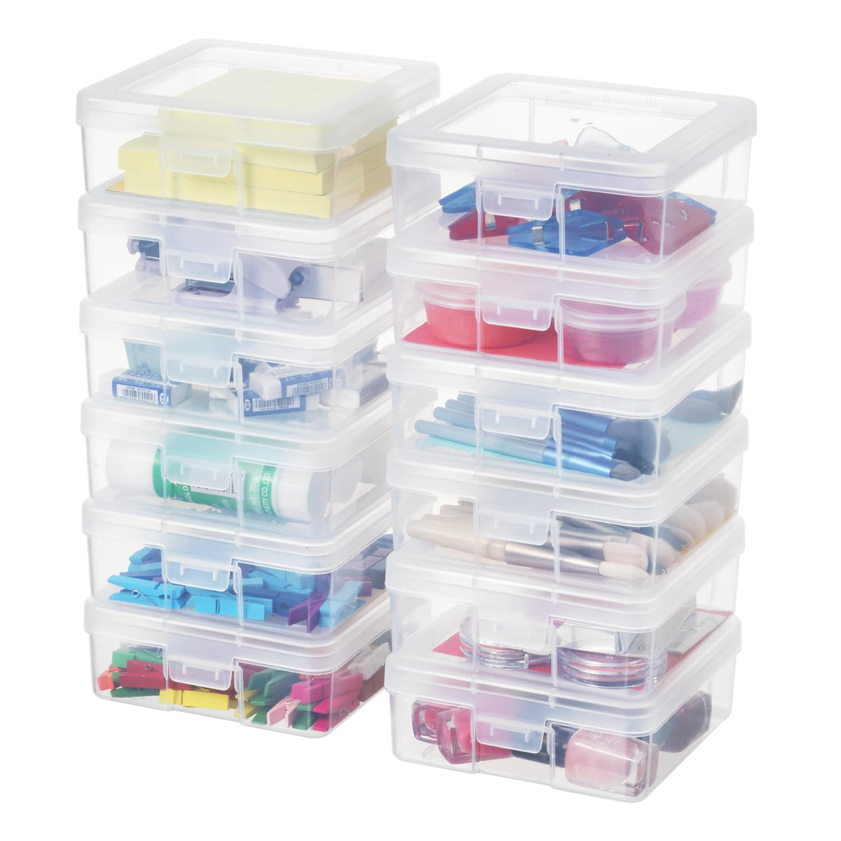 9 Pack Medium Plastic Hobby Art Craft Organizer,Clear Plastic Storage Containers with Latching Lid, for Pencil Box, Lego, Crayon