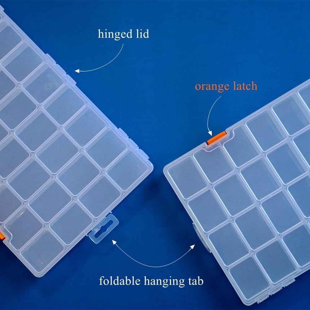 3 Pack 36 Grids Clear Plastic Storage Box with Dividers