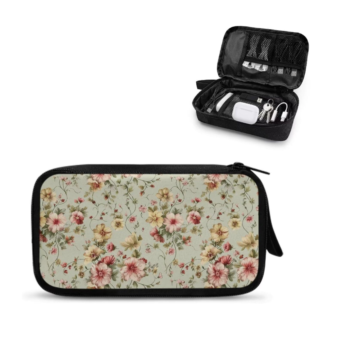 Cow Print Electronic Organizer Travel Cable Organizer Storage Bags for Data Cables, USB C Charger, SD Card, Hard Drive, Charging Cord, Mouse, Power Bank