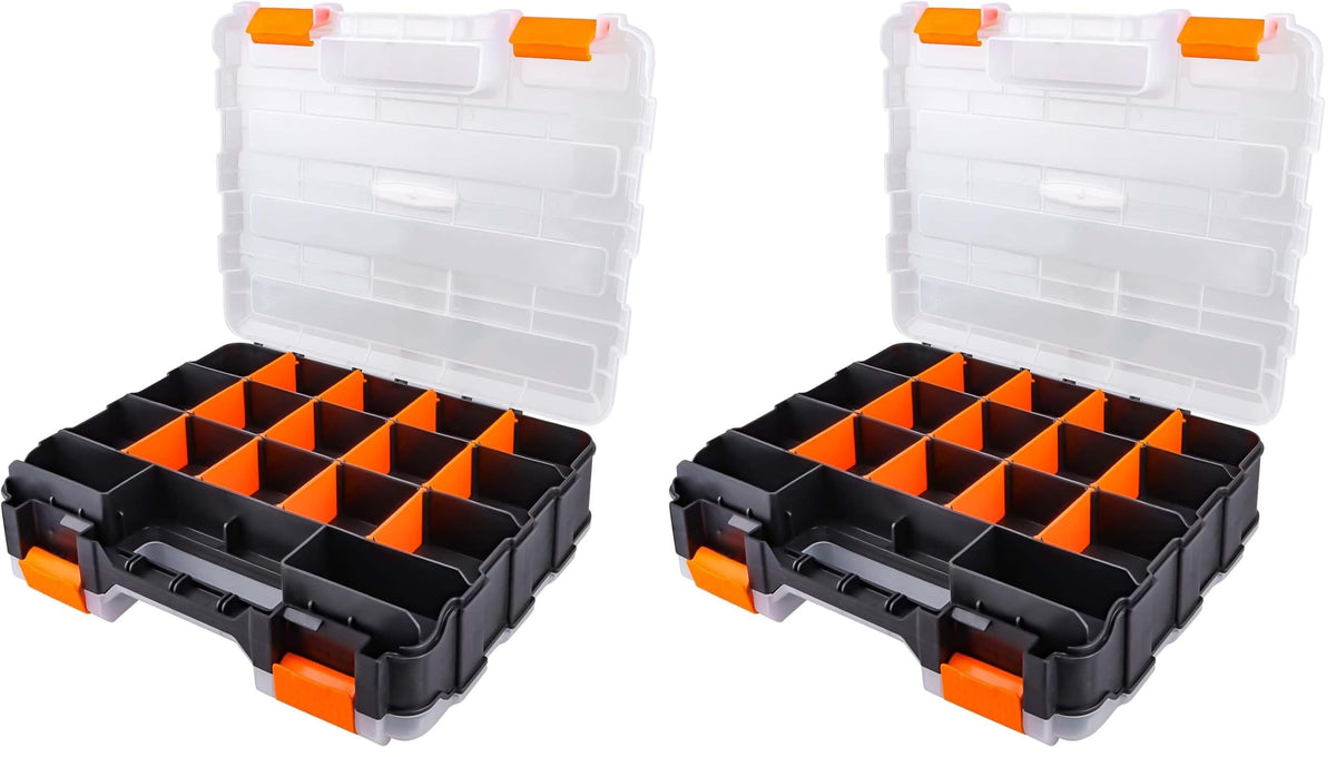HobbyPark RC Hardware Organizer Box Adjustable Compartments Removable Dividers Durable Plastic Double Side Tools Box Screw Organizer For Nuts, Bolts, Screws, Nails, Small Parts, Tools