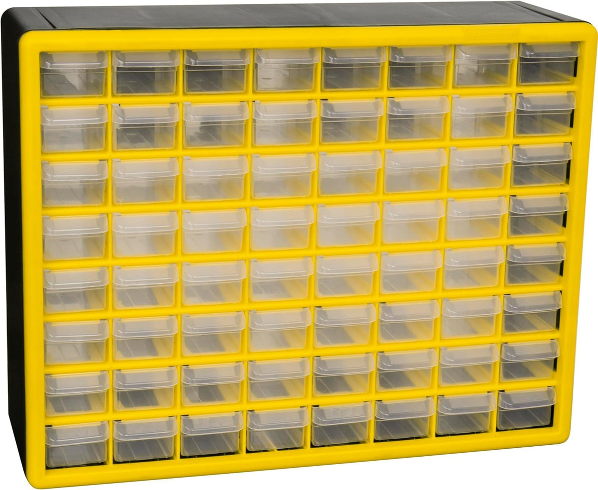 Akro-Mils 10126, 26 Drawer Plastic Parts Storage Hardware and Craft Cabinet, 20-Inch W x 6-Inch D x 10-Inch H, Red