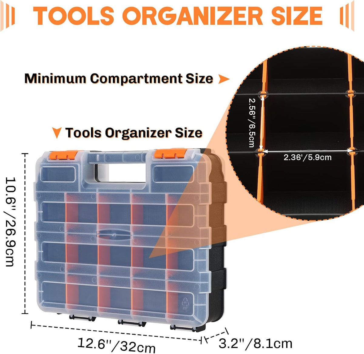 Small Parts Organizer Storage Case Tools Box 34-Compartments