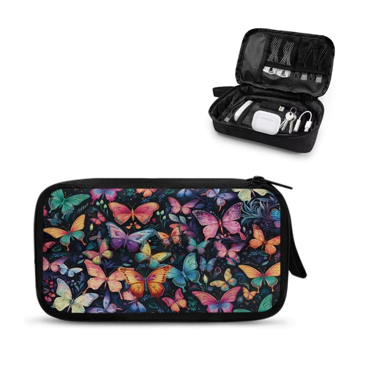 Cow Print Electronic Organizer Travel Cable Organizer Storage Bags for Data Cables, USB C Charger, SD Card, Hard Drive, Charging Cord, Mouse, Power Bank