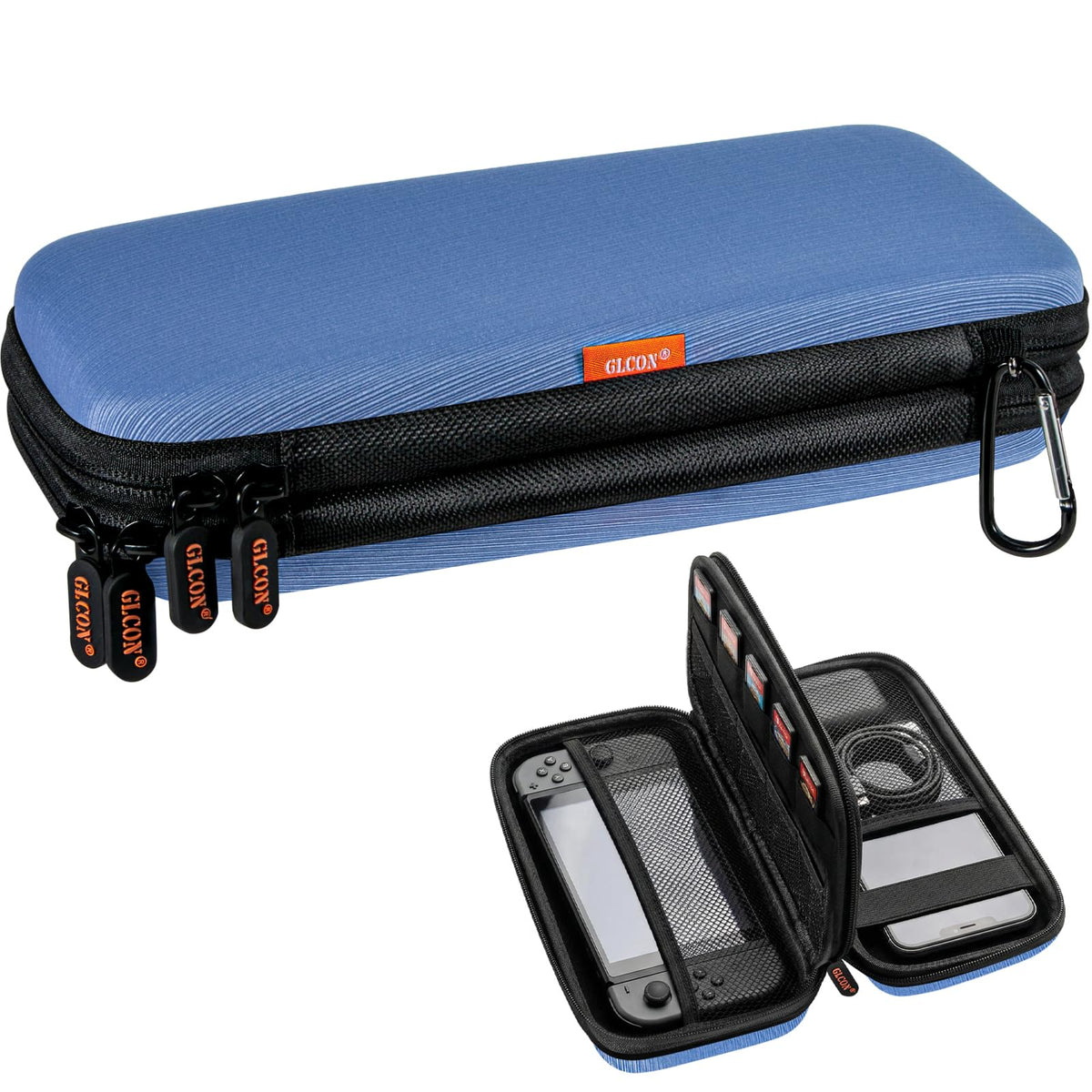 Red Double-Layer Hard Carrying Case, Electronics Organizer Travel Pouch