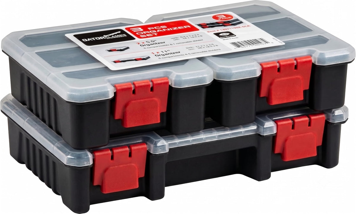 Small Parts Organizer Box – Stackable Hardware Storage Case with 20 Compartments & 12 Dividers – Heavy-Duty Nylon Screw, Drill Bit, Nut & Bolt Organizer for Garage, Toolbox, Workshop