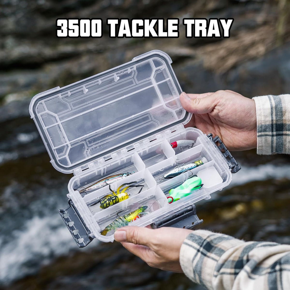 THKFISH Waterproof Tackle Box, Portable Fishing & Tackle Storage Box with Two 3500 Stowaway Boxes and Removable Dividers, Tackle Box, Thicker Floating Airtight Stowaway,Pink/Green/Blue/Grey