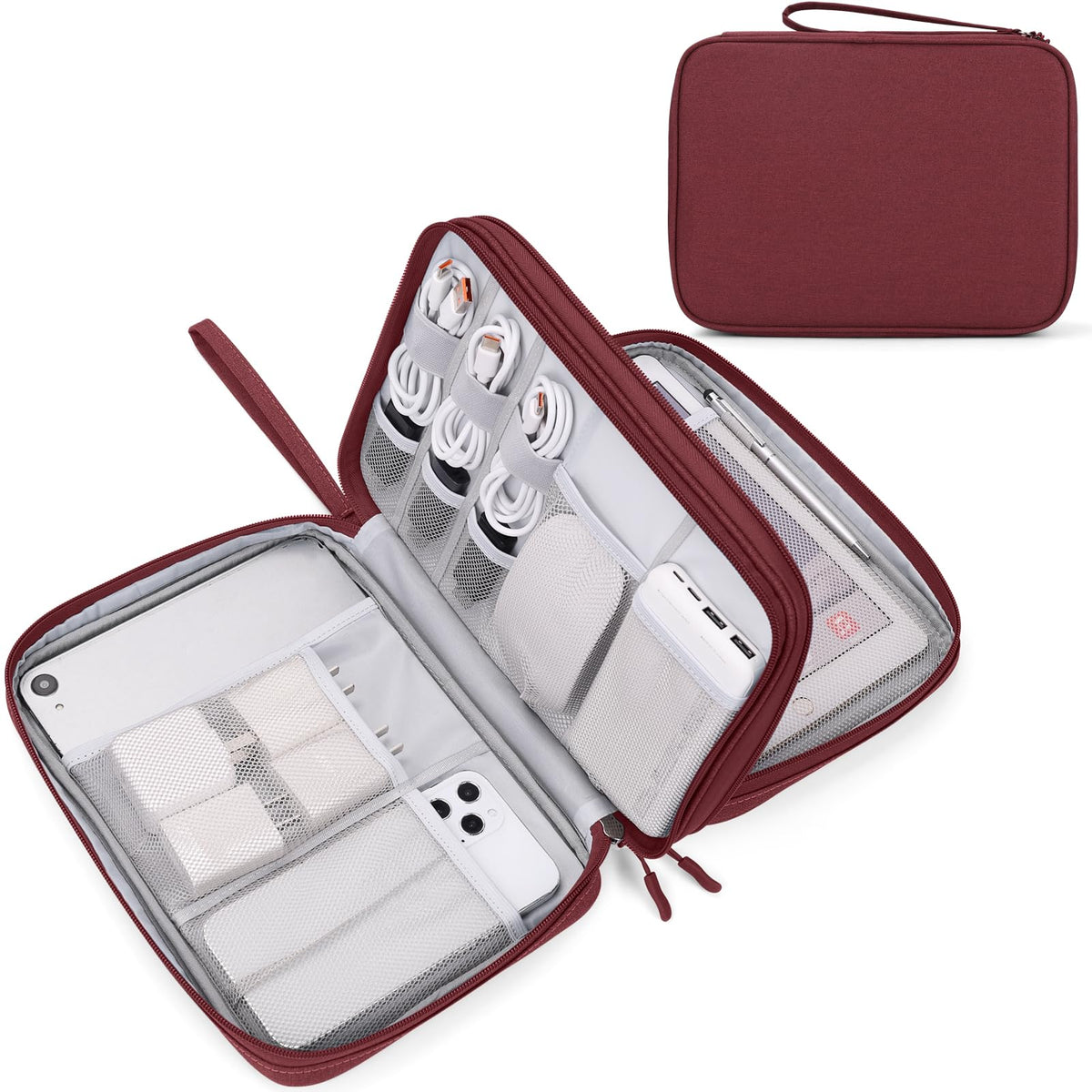FYY Electronic Organizer, Travel Tech Pouch Bag, Large, Dark Green