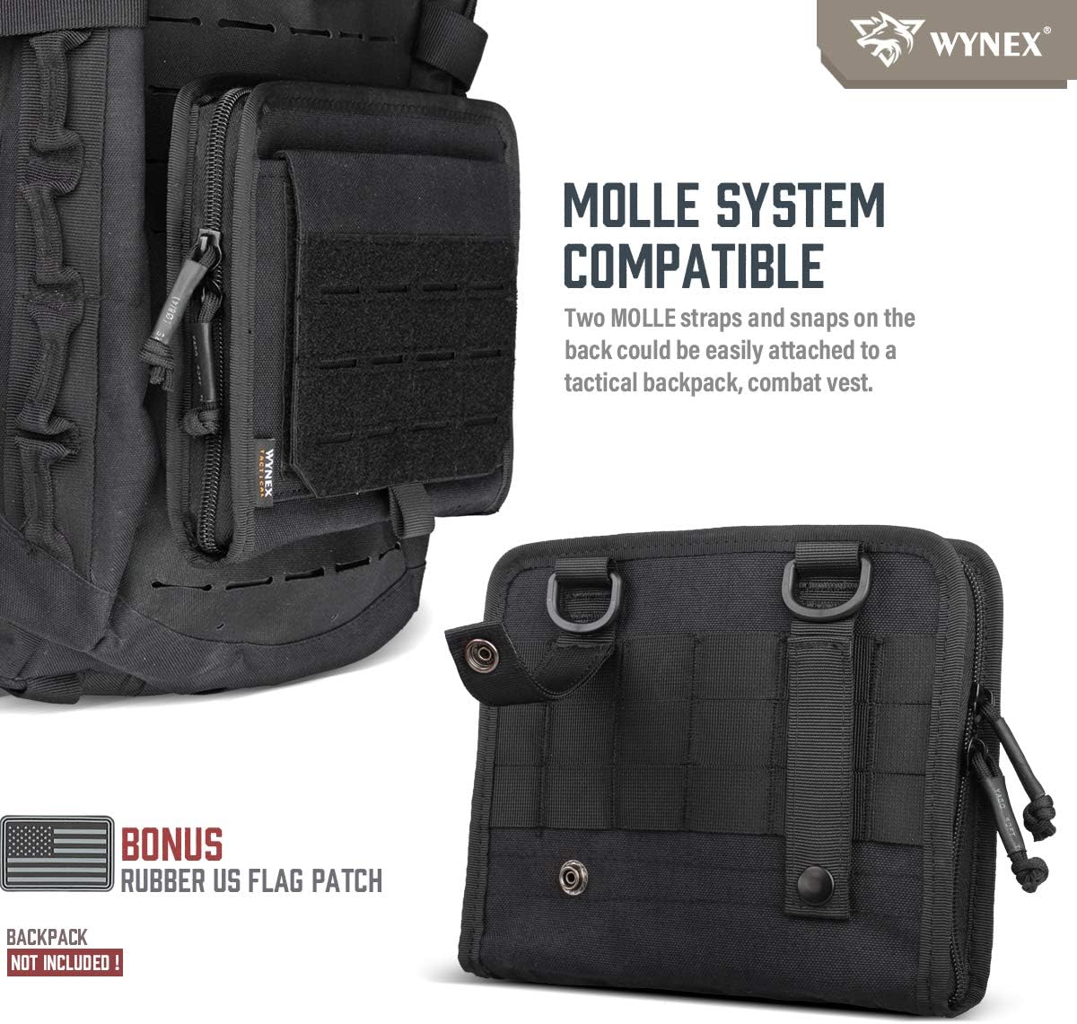 WYNEX Tactical Molle Admin Pouch, Laser-Cut, EDC Organizer Tool Pouch
