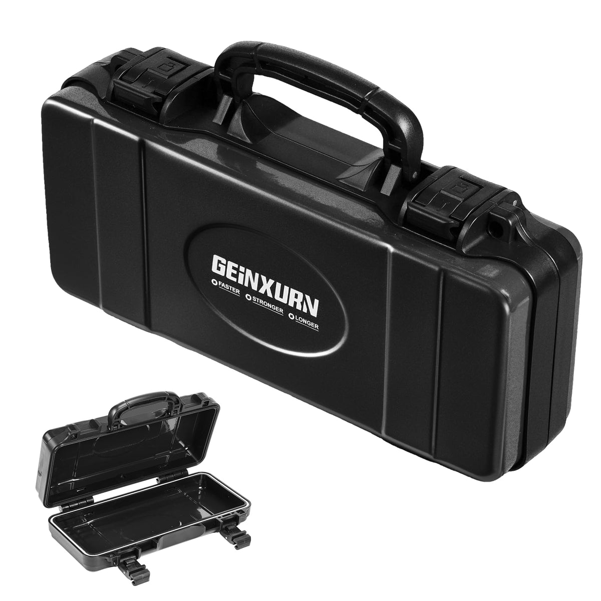 Geinxurn 3 Pieces Metal 11 Inches Steel Tool Organizer Portable Toolbox Red, Black and Yellow, Durable ABS Tool Storage with Plastic Handle and Double-Buckles