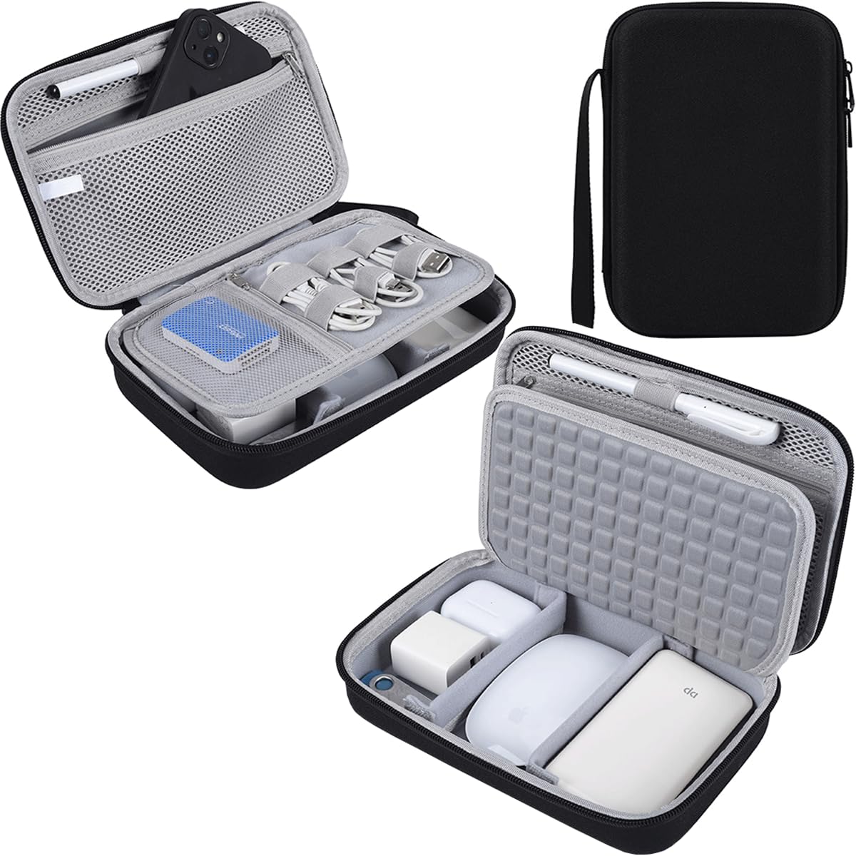 Hard Travel Electronic Organizer Case for MacBook Power Adapter Chargers Cables Power Bank Apple Magic Mouse Apple Pencil USB Flash Disk SD Card Hard Drive Shockproof Accessories Carrying Bag, Green