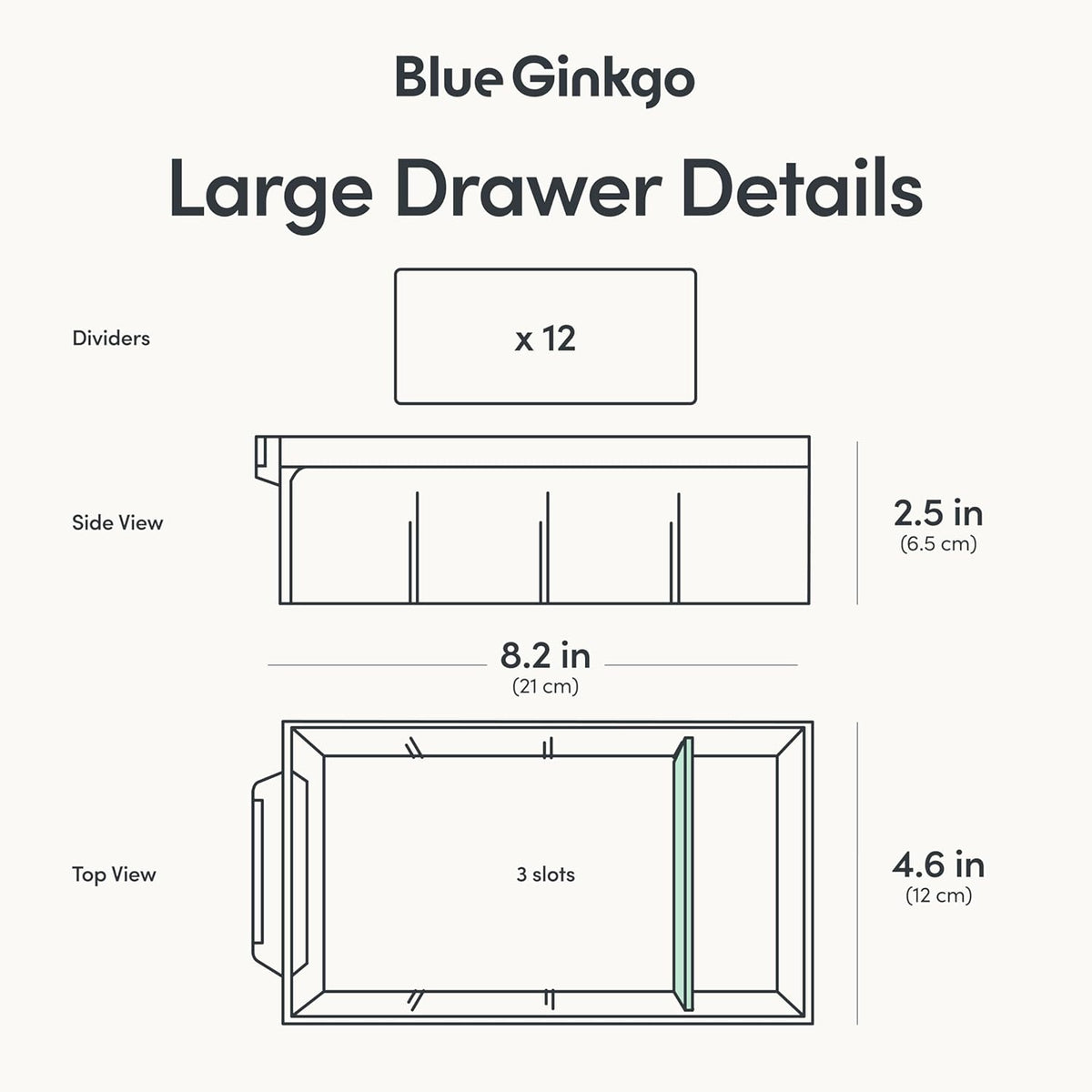 Blue Ginkgo 12-Drawer Storage Cabinet Organizer, Grey, Made in Korea