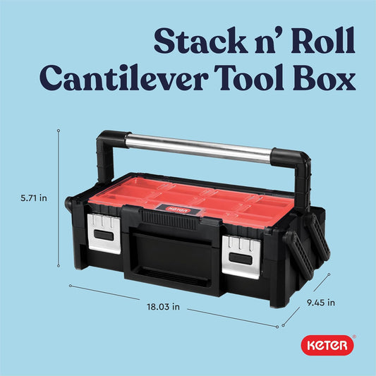 18" Cantilever Tool Box Organizer, Heavy-Duty Tool Storage Box