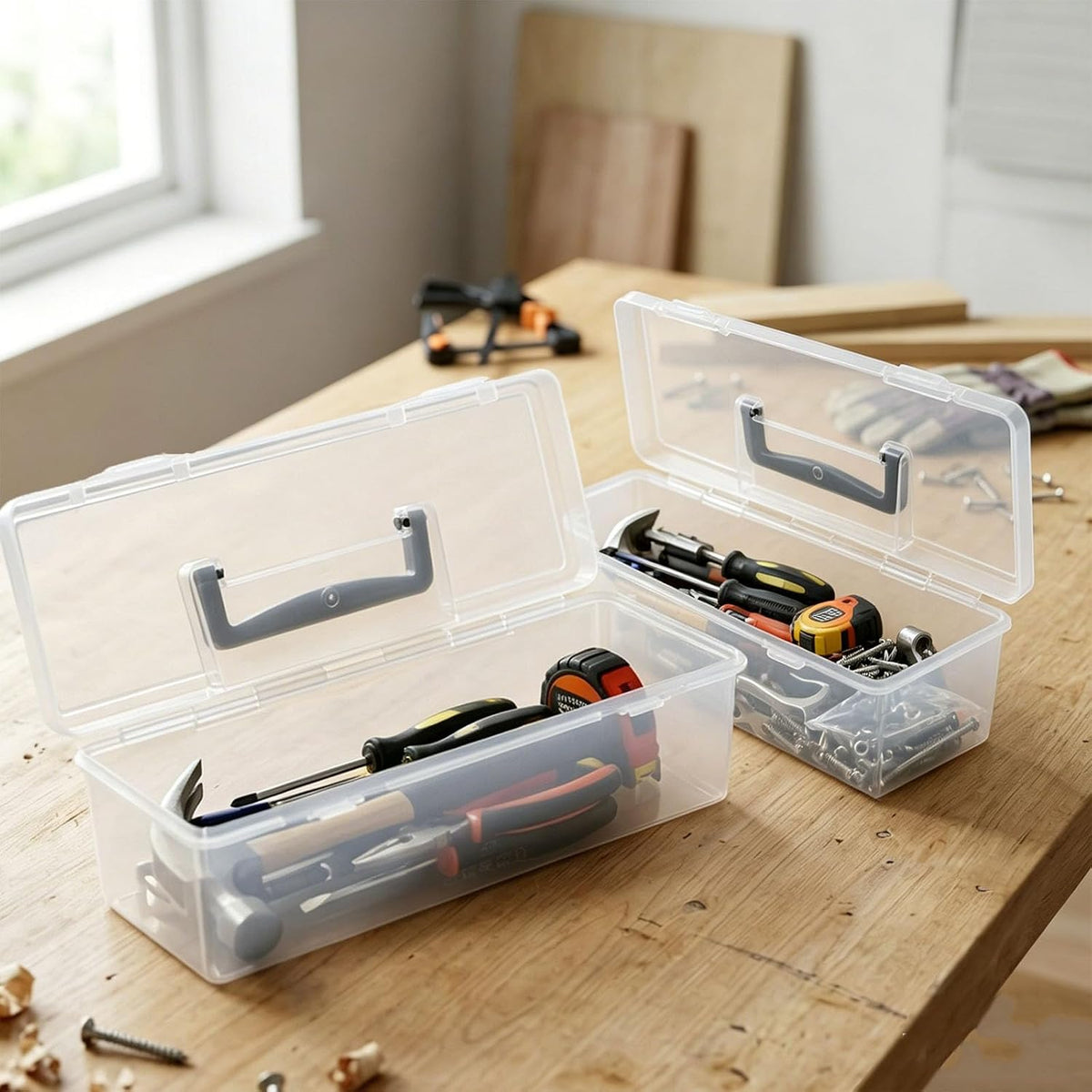 Hardware Organizer Box, 2 Pack Small Parts Tool Case for Garage