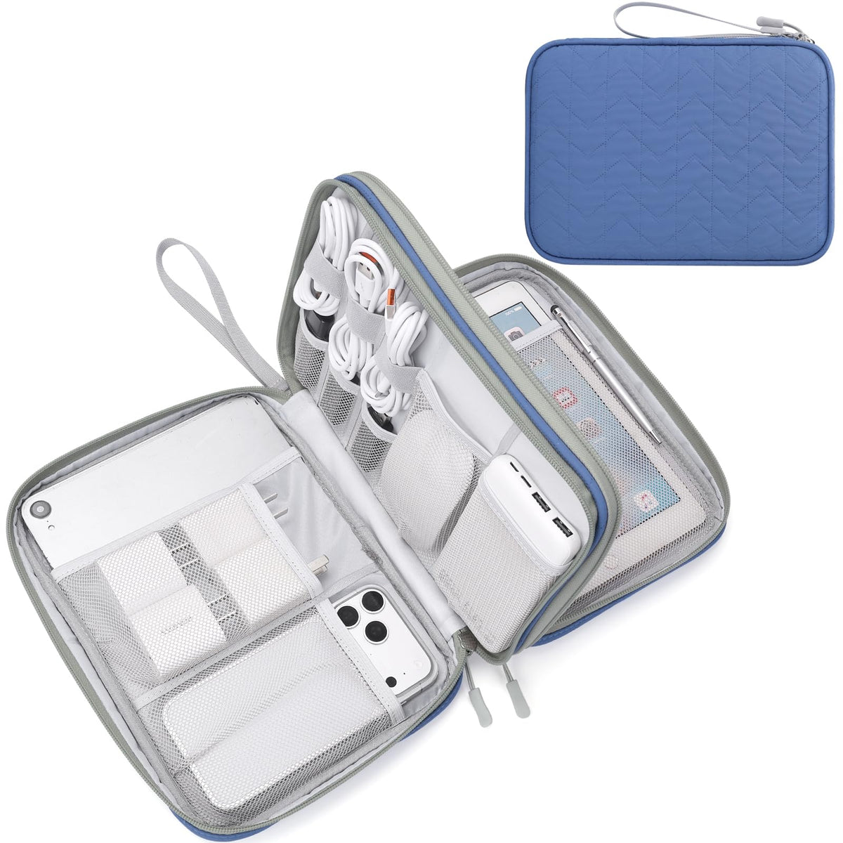 FYY Electronic Organizer, Travel Tech Pouch Bag, Large, Cyan